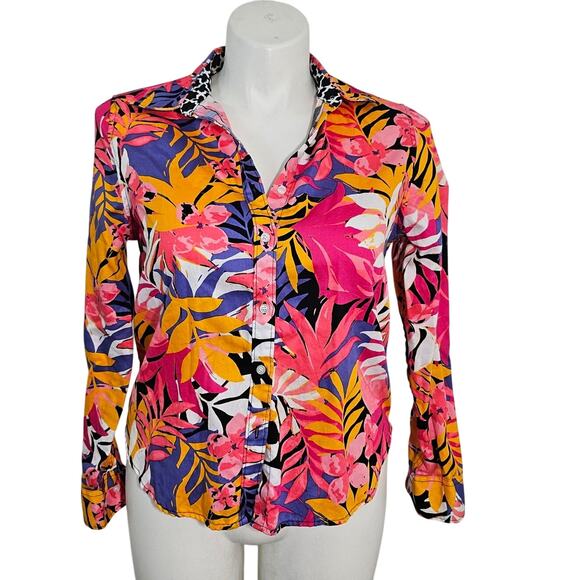 Ruby Rd Tropical Fern Print Wrinkle Resistant Shirt - 14P - Picture 2 of 10